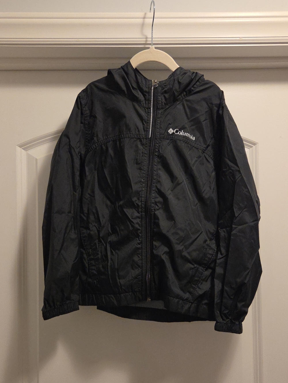 Columbia Kids Black Hooded Rain Jacket